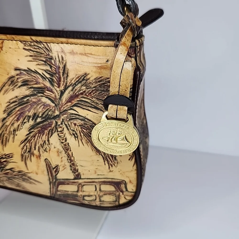 Brahmin Emma Copa Cabana Woody Car Leather Handbag Chocolate Brown Small RARE - Picture 5 of 16